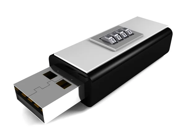 Концепция безопасности с комбинацией блокировки USB-накопитель — стоковое фото