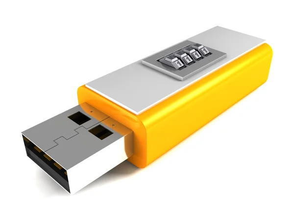 Informatie veiligheidsconcept met cijferslot USB-drive — Stockfoto
