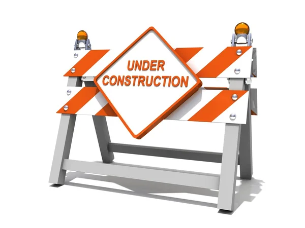 Under construction road sign barrier — Stock Photo, Image