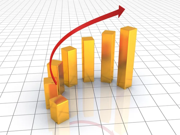 O gráfico dourado do sucesso de negócio cresce — Fotografia de Stock