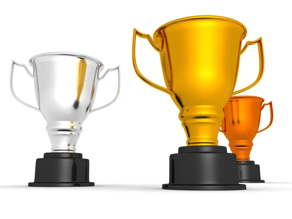 Three trophy winner cups — Stock Photo, Image