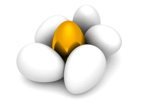 Einzigartiges goldenes Ei von den anderen — Stockfoto