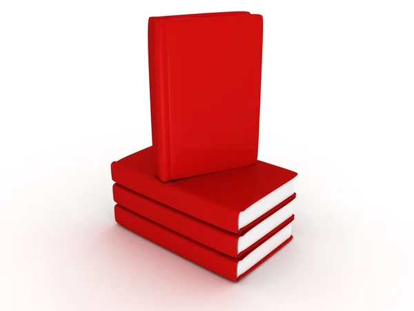 Empilement de livres rouges sur fond blanc — Photo
