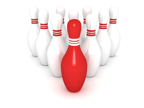 Spille da bowling con leader rosso — Foto Stock