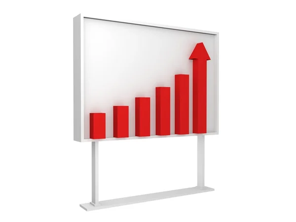 利益または収益の上昇の赤いグラフ — ストック写真