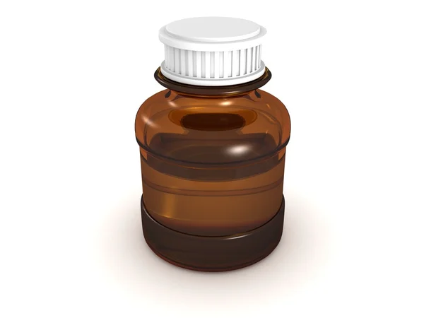 Medical bottle vial of brown glass with liquid — Stock Photo, Image