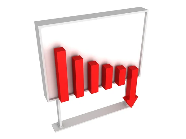 Rode zakelijke grafiek naar beneden — Stockfoto