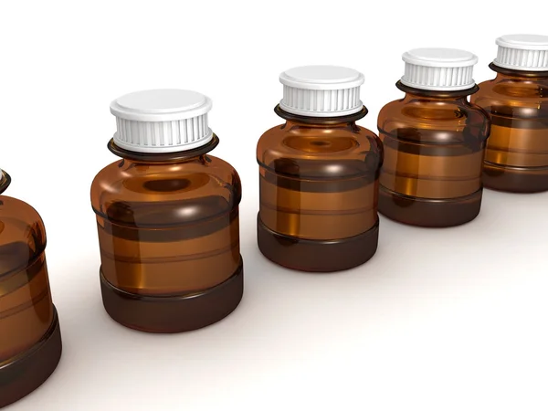 Medical glass bottles or vials on white — Stock Photo, Image