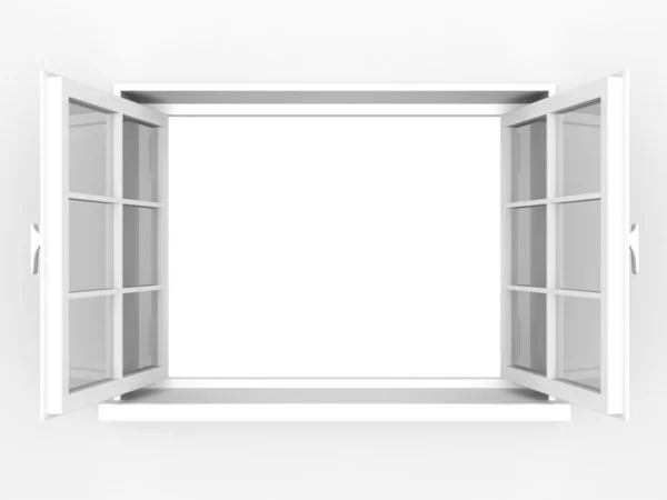 Opened white plastic window — Stock Photo, Image