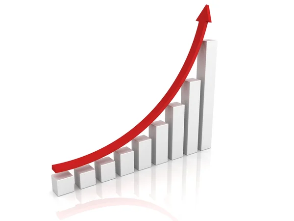Gráfico de negocio de crecimiento de éxito con flecha roja — Foto de Stock