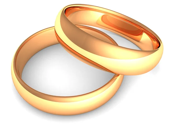 白色背景的金色结婚戒指 — 图库照片