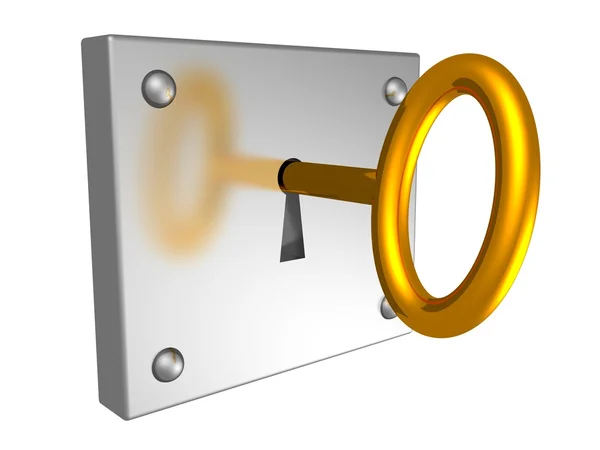 Chiave d'oro in un buco della serratura — Foto Stock