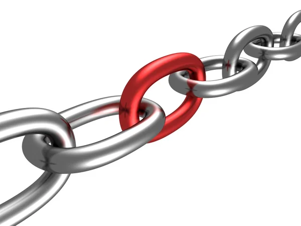 Chain with red link — Stock Photo, Image