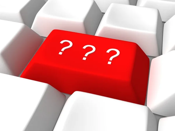 Question mark button on white computer keyboard — Stock Photo, Image