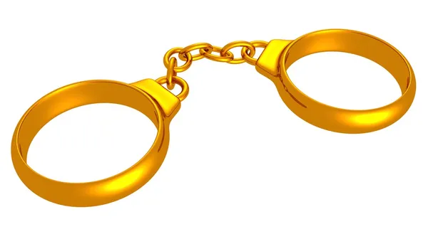 Золоті наручники у вигляді обручок Стокове Зображення