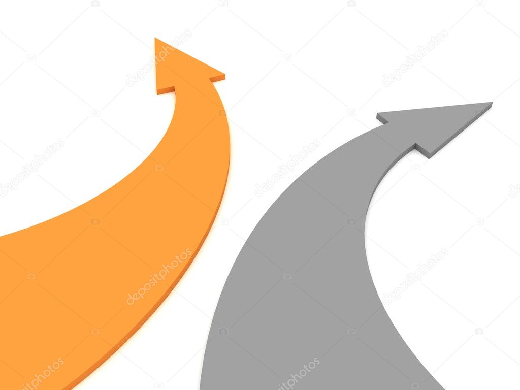 Two arrows following different directions