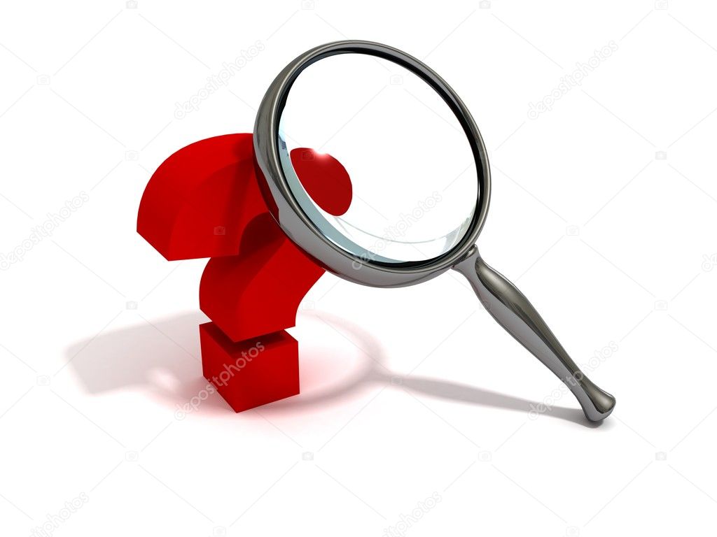 Red guestion mark magnifying glass search
