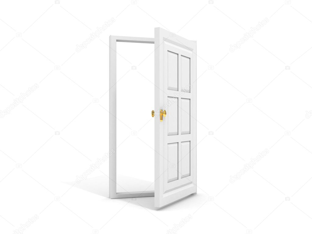 White blank opened door