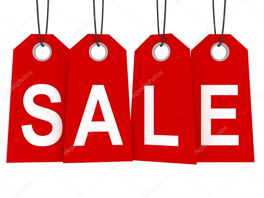 Red Sale Tags Isolated On White