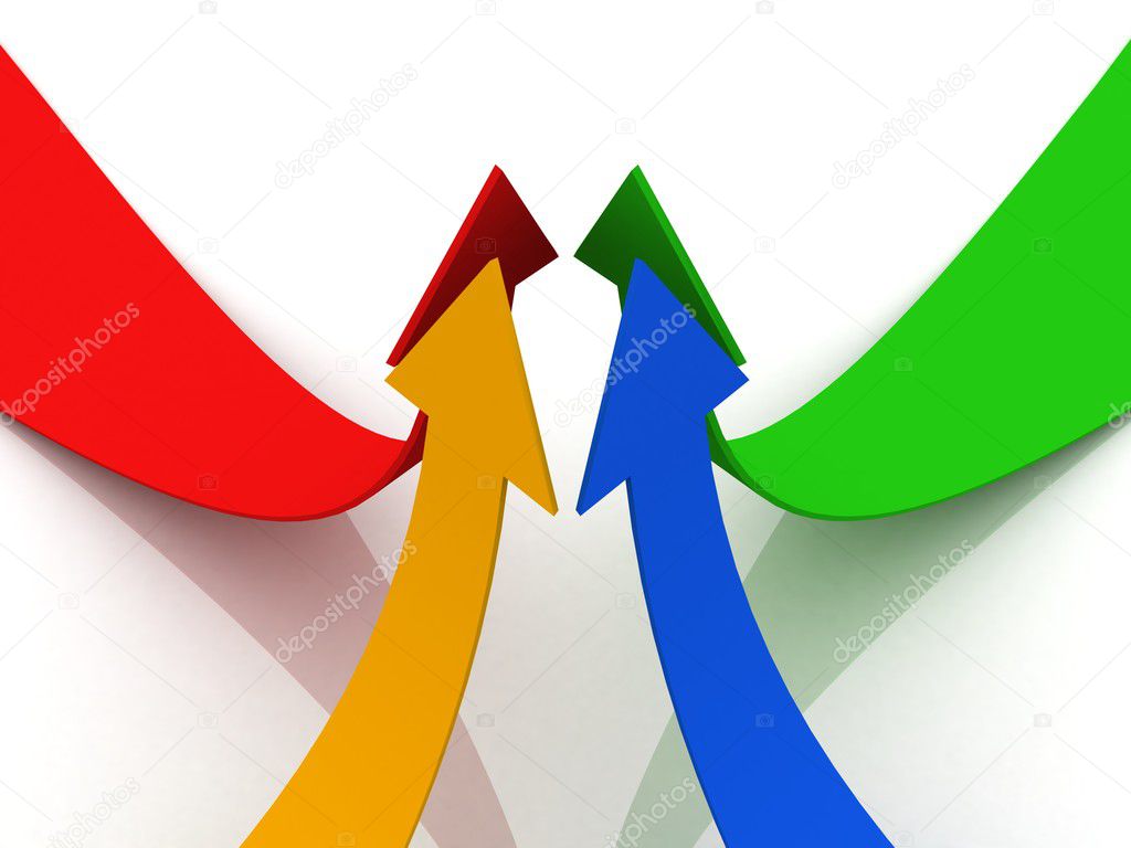 Arrows rising toward same direction success concept