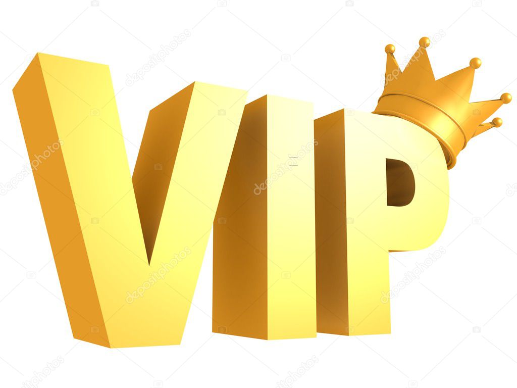 Vip golden text with crown