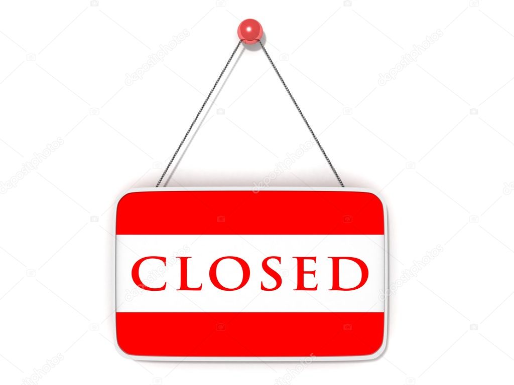 Red closed sign board