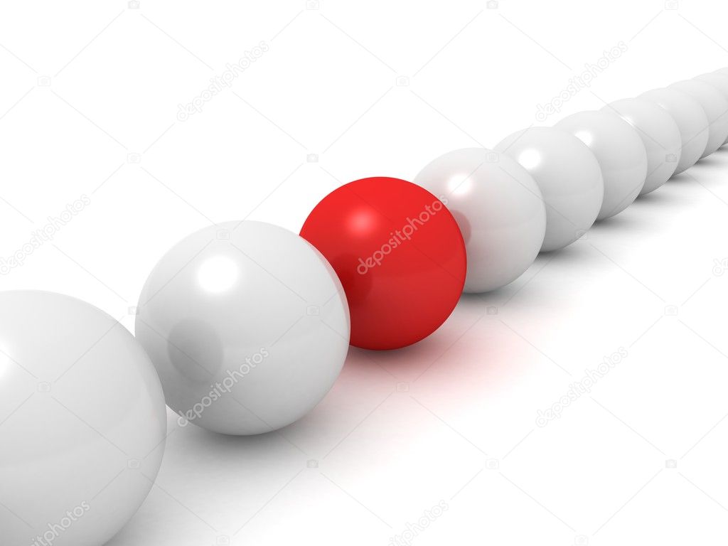 Different element red ball in others white