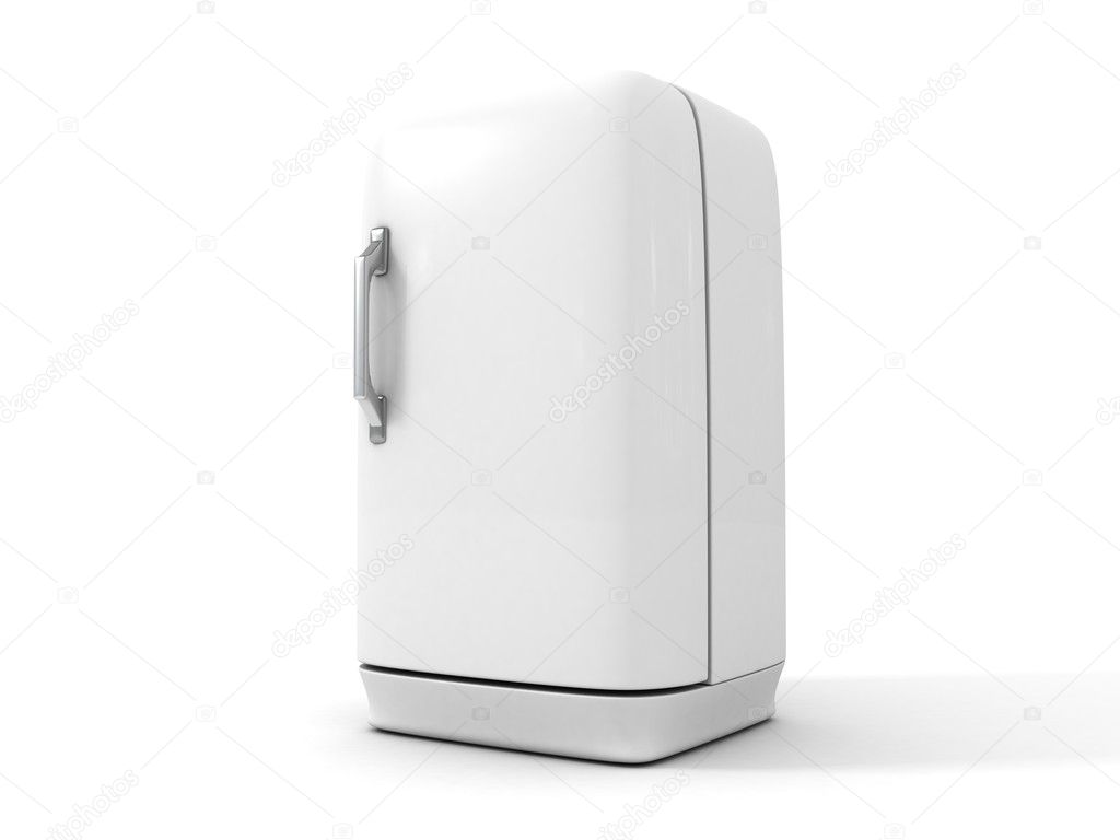 White retro refrigerator on white