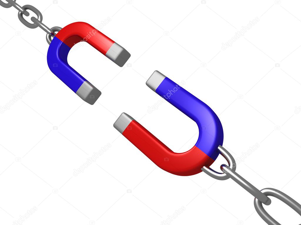 Magnet horseshoe as link of chain