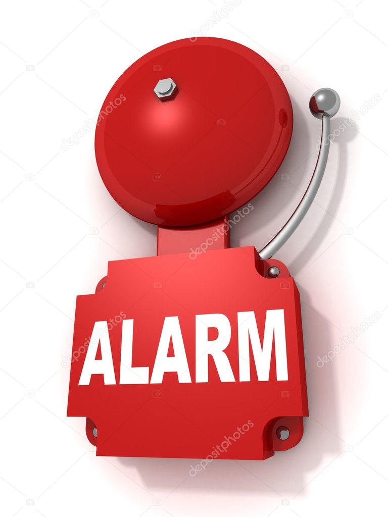 Red retro fire alarm bell