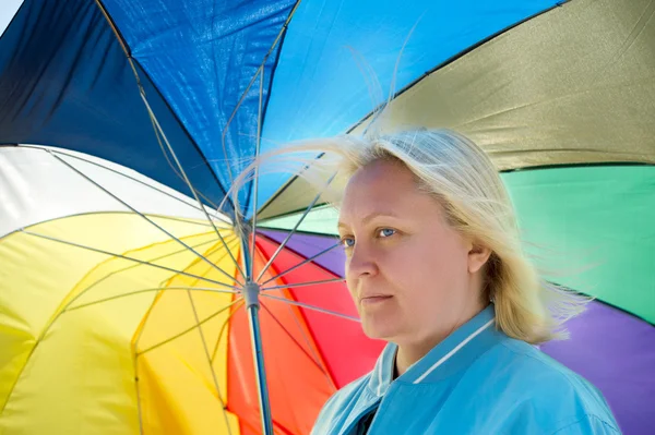 stock image Woman with broken umbrella