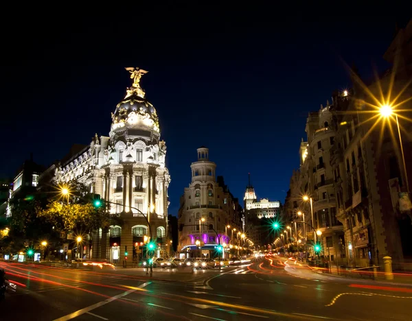 Gran via street in madrid, spanien — Stockfoto