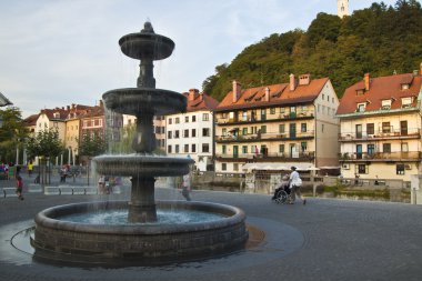 Medieval houses in Ljubljana old city centre