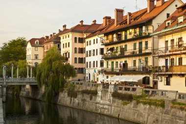 Medieval facades in Ljubljana old city centre