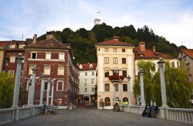 Medieval facades in Ljubljana old city centre