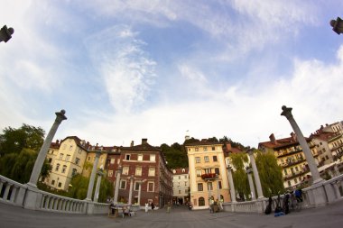 Medieval facades in Ljubljana old city centre