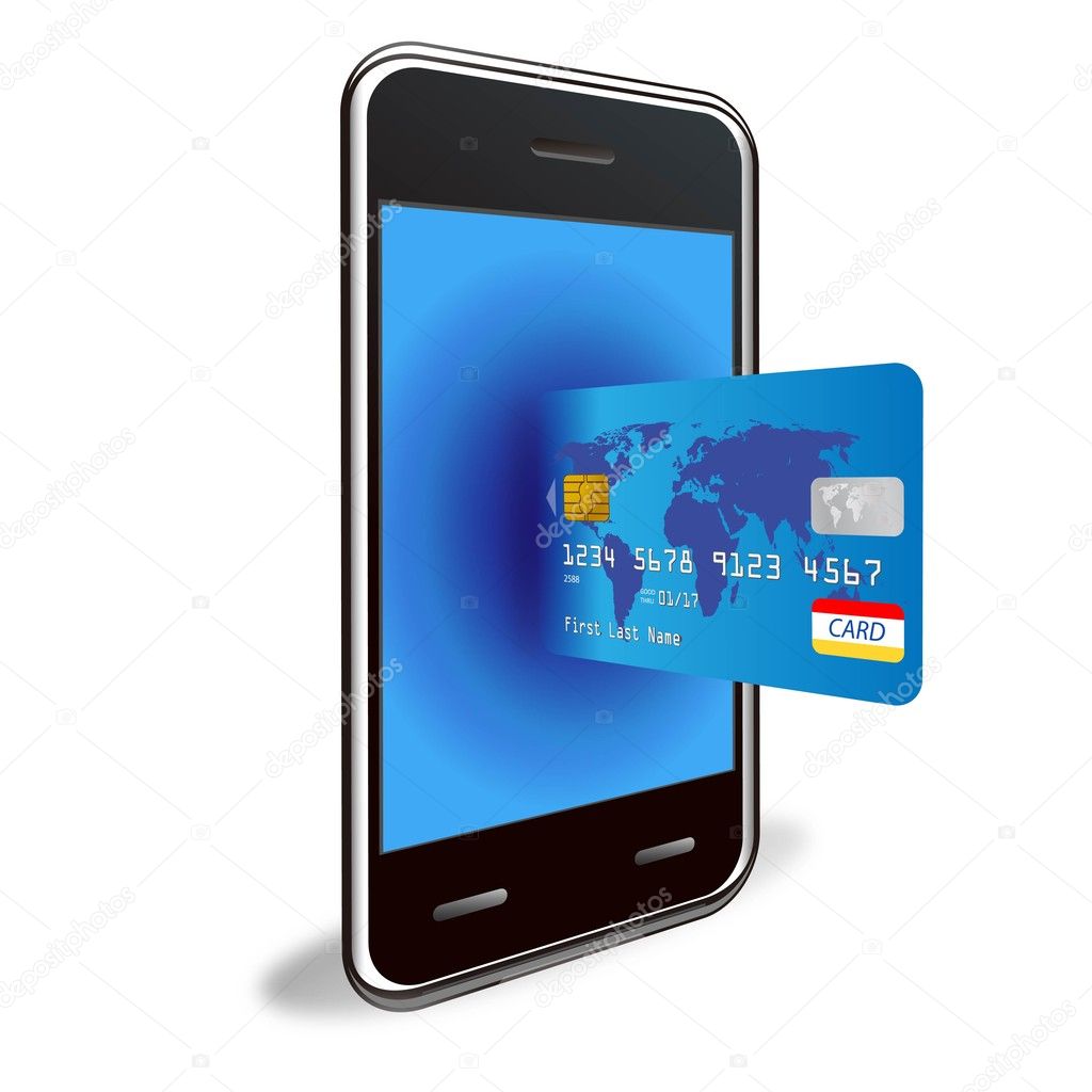Vector smart phone with a credit card