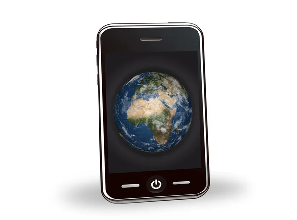 Telefone inteligente com terra — Fotografia de Stock