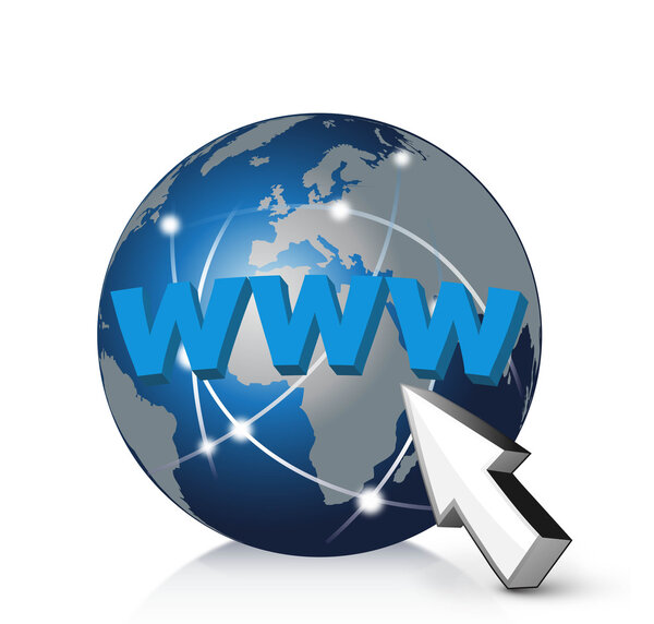 Вектор, глобальный интернет с курсором мыши
