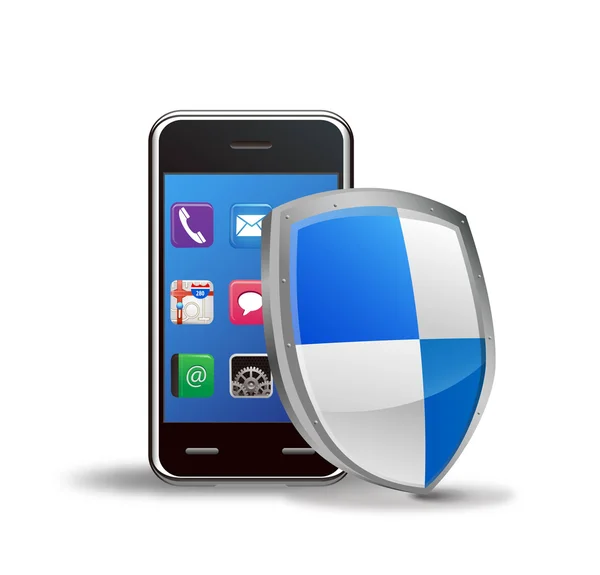 Vector smart phone security shield — Stock Vector