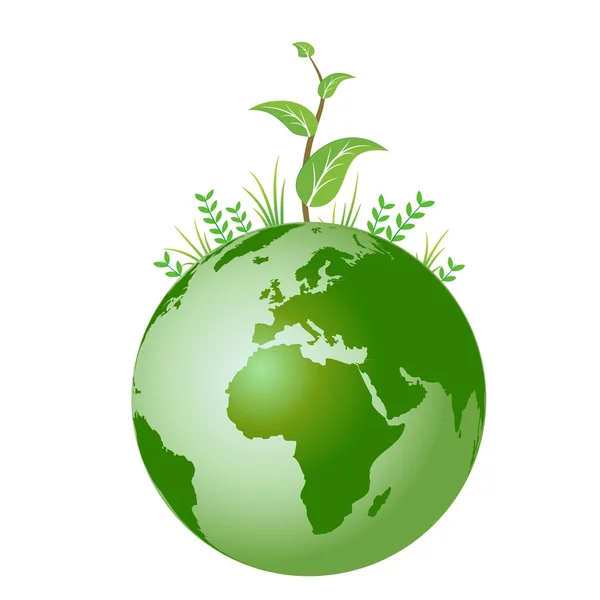 Vector green plant on earth — Stock Vector