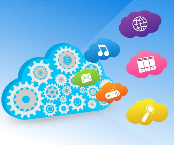 Cloud computing vettoriale e applicazioni — Vettoriale Stock