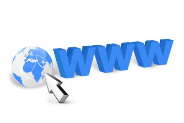 beyaz zemin üzerine fare işaretçisi ile internet