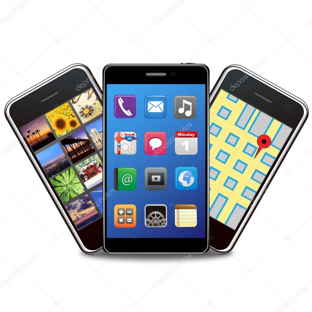 Illustration of smart phones set
