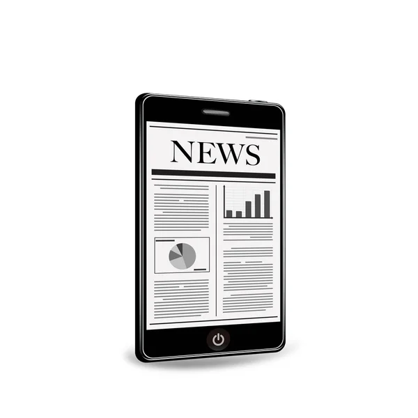 Giornale di lettura vettoriale con smart phone — Vettoriale Stock
