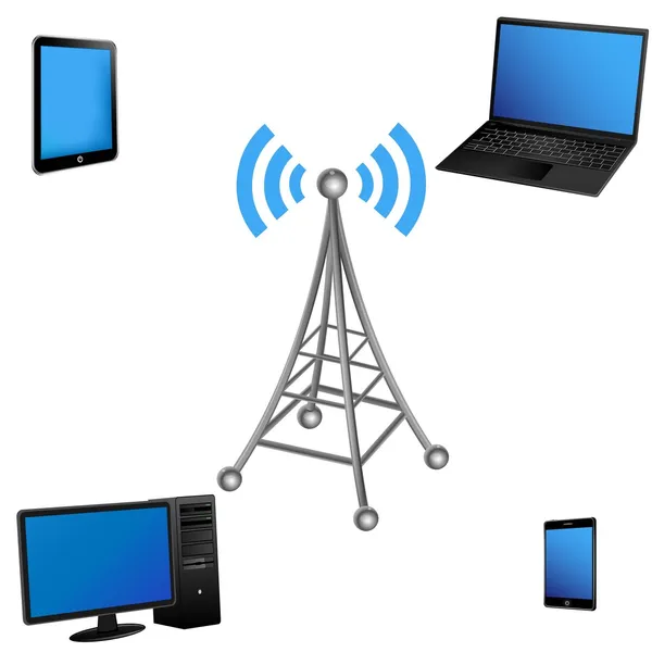 Векторна комунікаційна вежа та електричний пристрій — стоковий вектор