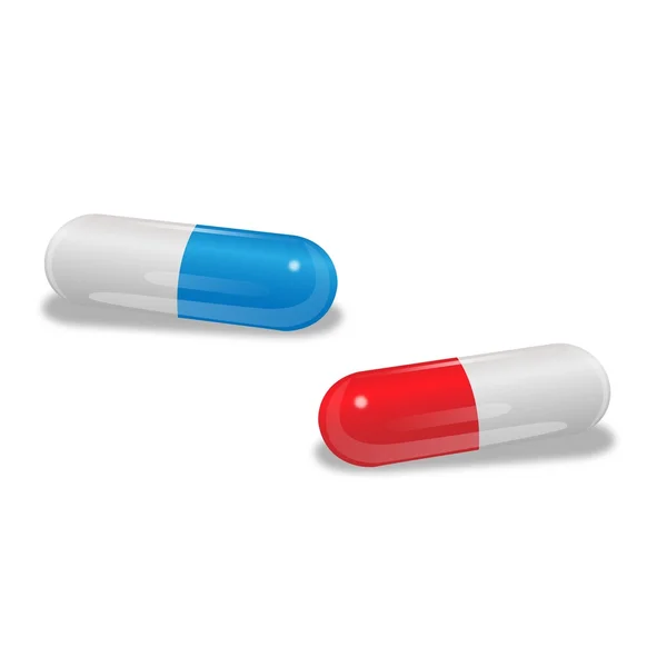 赤と青の丸薬をベクトルします。 — ストックベクタ