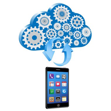 Vector smart phone synchronize with cloud clipart