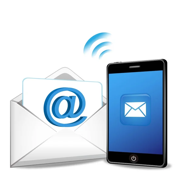 Vector teléfono inteligente envío de correo electrónico — Vector de stock