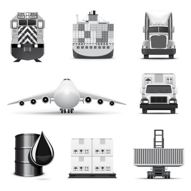 Shipping and cargo icons | B&W series clipart